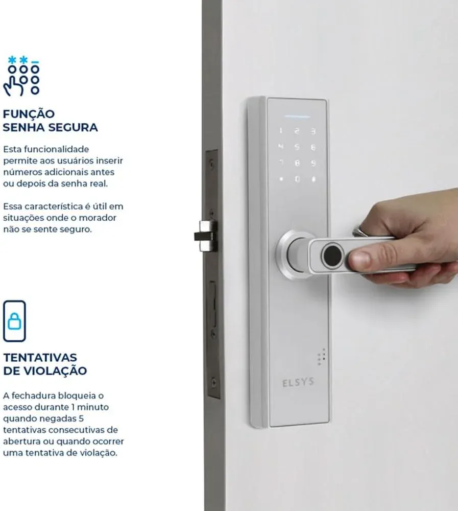 Apresentação da Elsys DE2000B em acabamento prata acetinado, ideal para ambientes modernos