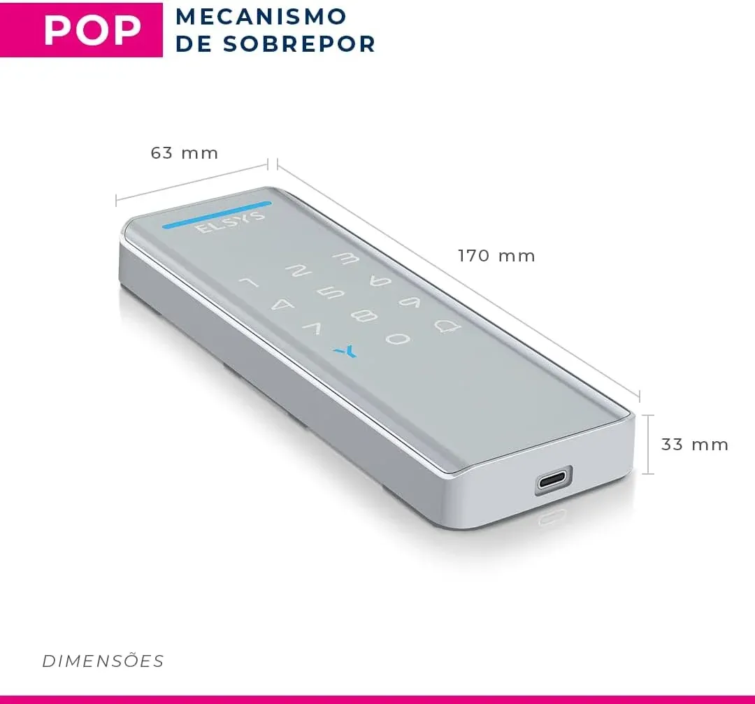 Detalhe do teclado touch iluminado da Elsys DS1100V