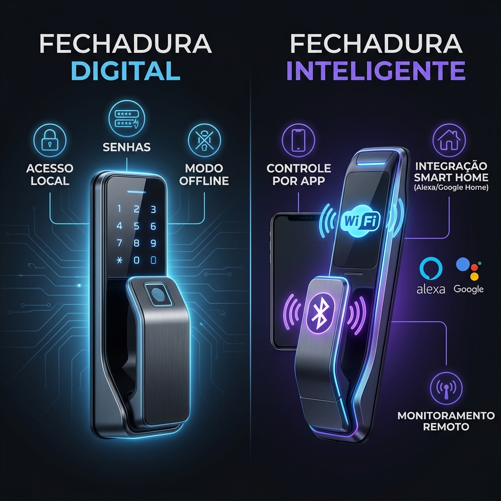 Diferença entre Fechadura Digital e Inteligente: Guia Completo 2026